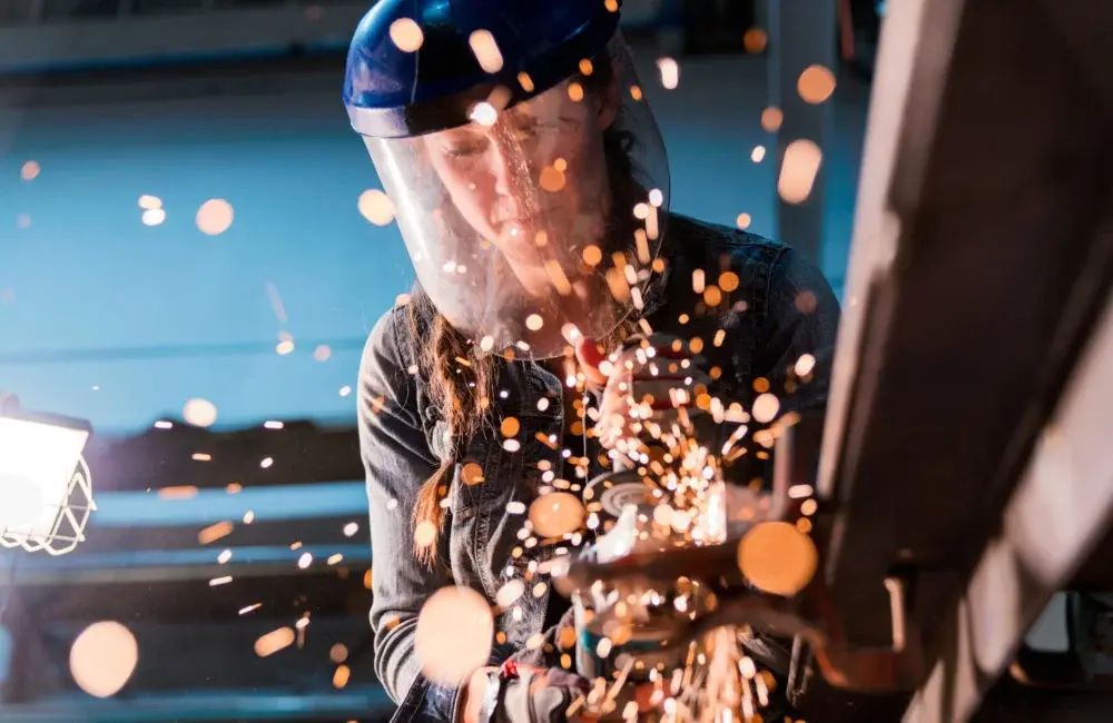 Woman welding